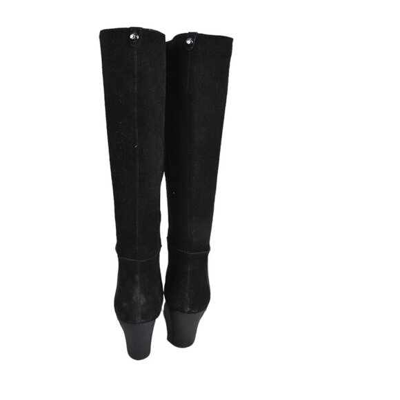 Donald J Pliner Black Suede Tall Boots Wedge Heel Knee High Platform Size 8 - Picture 5 of 13